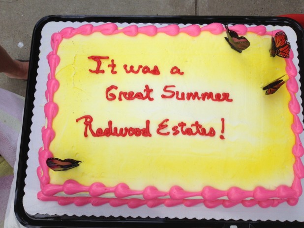 Celebration cake at Redwood Estates Pool Party